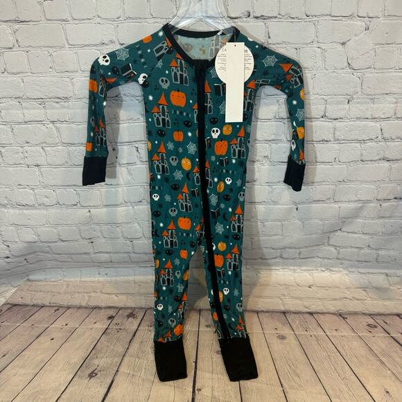 Kiki + Lulu Spooky Mansion Bamboo Zip Romper - Picture 1 of 4